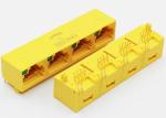Four Ports Harmonica Ganged RJ45 Modular Jack For Ethernet Router / Hubs Yellow