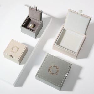 China Jewelry Box Gold Foil Ring Display Case Luxury Packaging Plush Lining Magnetic Closure Jewelry Gift Box on sale