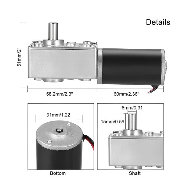 Faradyi Hot Sale 12V 24V High Torque Dual Shaft Customized Shaft Long Lifespan DC Worm Gear Motor With Encoder