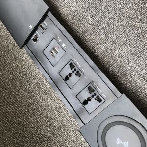 Embedded conference table power outlet mobile phone wireless charging multimedia