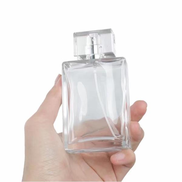 100ml Transparent Square Glass Perfume Bottle Pump Sprayer