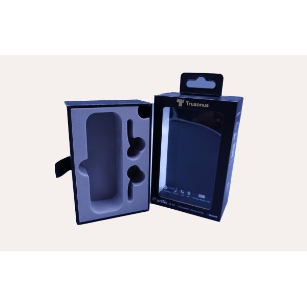 Matt Lamination Electronics Packaging Boxes Greyboard laminate C2S , PET window and white EVA inner tray with manuals