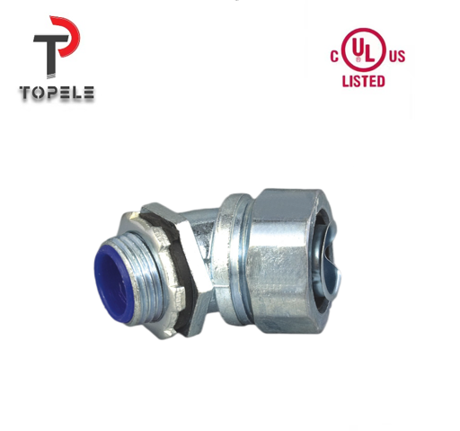 Zinc Liquid Tight Flexible Conduit Fittings Connector 45 Degree Angle NPT UL List DNJ