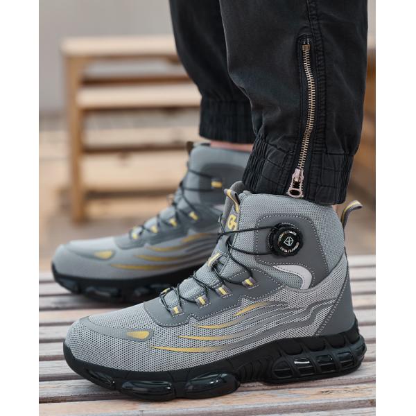 Black / Gray Fly Weave Safety Boots With Kevlar Midsole And Air Cushion Sole For Comfortable Work