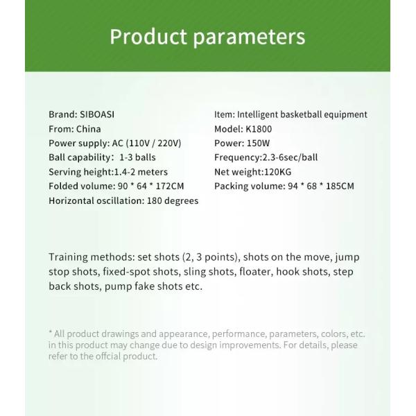 Siboasi K1800 Fully Automatic Basketball Return Machine Horizontal Swing