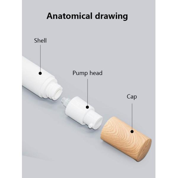 Wood Grain Over Cap PP Airless Pump Bottles 15ml 30ml 50ml