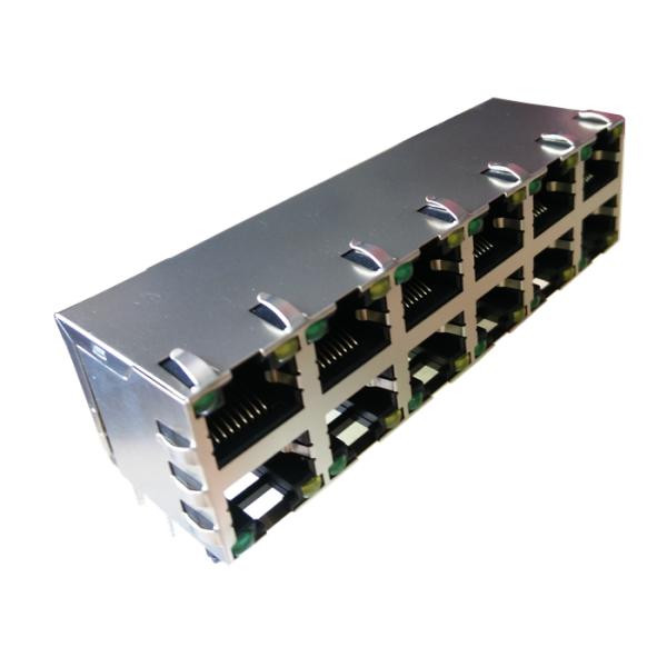 2-1840257-1 Stacked Rj45 Gigabit Modular jack 2x6 Shield W / LED 2-1840257-2