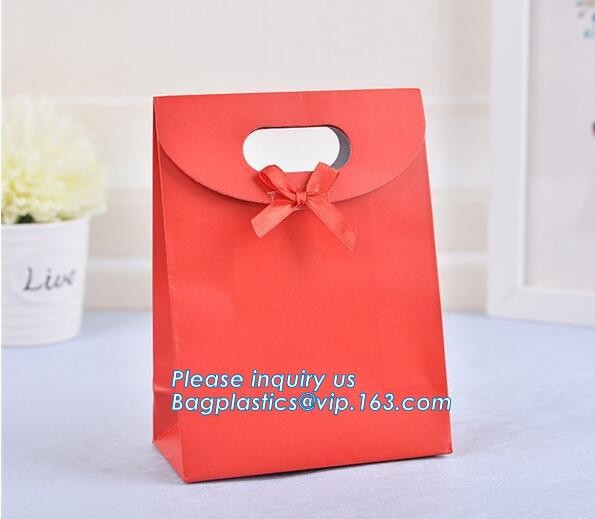 paper carrier bag,kraft paper bag,craft paper bag manufacturer,Printing Logo Paper Carrier Bag with Bowknot and Handle f