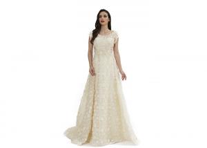 China Beige Color Applique Long Wedding Dresses For Women Maxi Floor Length wholesale