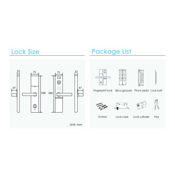 Fashion Style Password and Fingerprint Door Lock with Waterproof Touch Screen