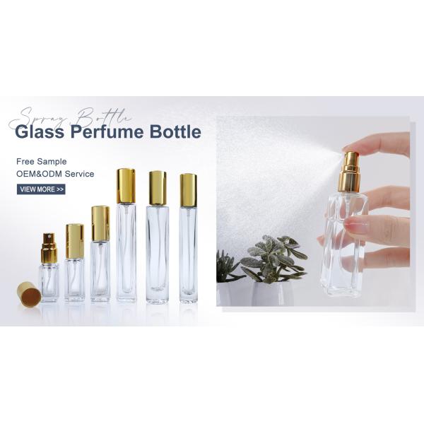 Clear Luxury Empty 3ml 5ml 8ml 10ml 15ml Refillable Thick Square Glass Perfume Bottle With Gold Sprayer Pump