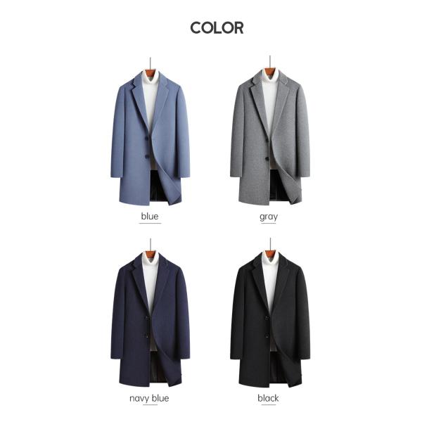 Wool Jacket Coat Australasian Wool Single Breasted Long-Sleeve Plush Peacoat for Men