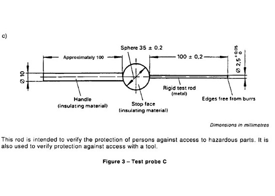 IP3X IEC61032 Figure 3 Test Rod Probe C IEC Test Equipment