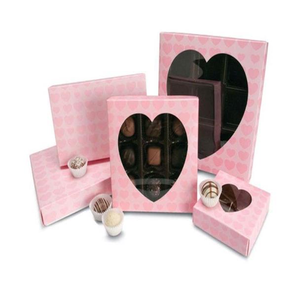 Luxury cupcake chocolate paper box with heart window Custom heart shape window cupcake gift box