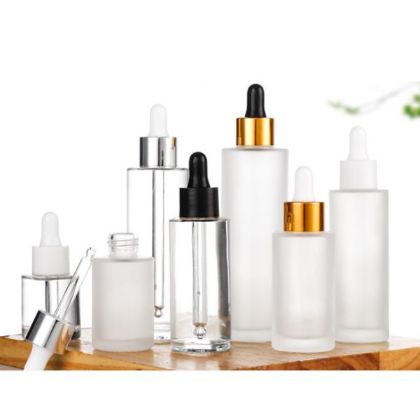 Empty Custom Blue Frosted Push Button Serum Dropper Bottle With Lids