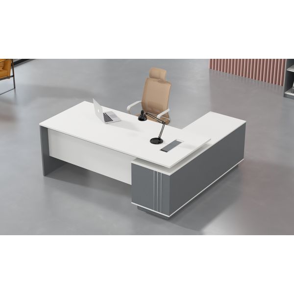 High-Quality Modern Technology Sense Executive Desk CEO Office Table BMW Grey + White