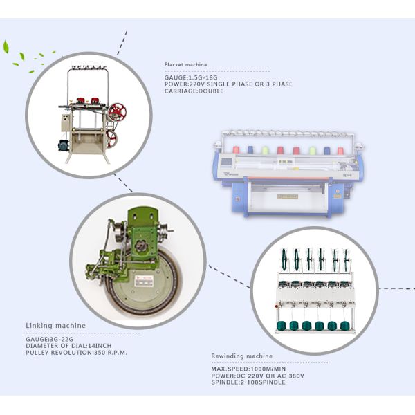 Wool Polyester 7g Scarf Knitting Machine Textile 52 Inch Three System Single Carriage