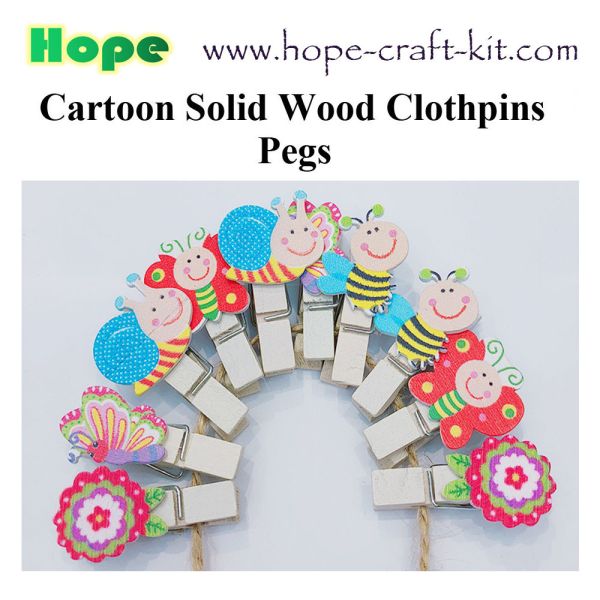 Various Size Mixed Colors Asslorted Colors Solid Wood Clothpins Clips Pegs with Animal Fruit Christmas 72 X 14mm