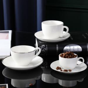China Custom Logo Bone China Classic Cafe Coffee Cupsets White Ceramic Coffee Mug on sale