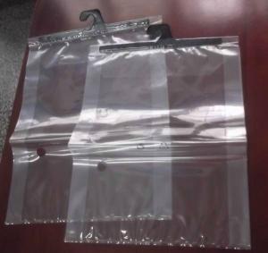 China Plastic Clear Grip Seal Colthes Packaging Pouch With Hanger / Sliding Zipper on sale
