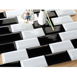 Black and White Clay Wall Tiles 75x152mm for Kitchen