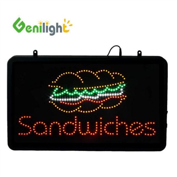 Brightness Genilight Indoor 22*13inch design DC12V led SANDWICHES open neon light sign