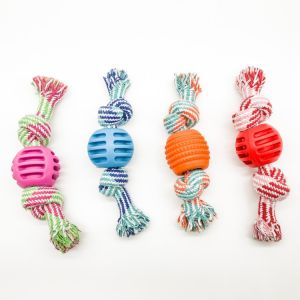 China Double Knot Cotton Washable Rope Ball Dog Toy Durable Rope Chew Toys 50g on sale