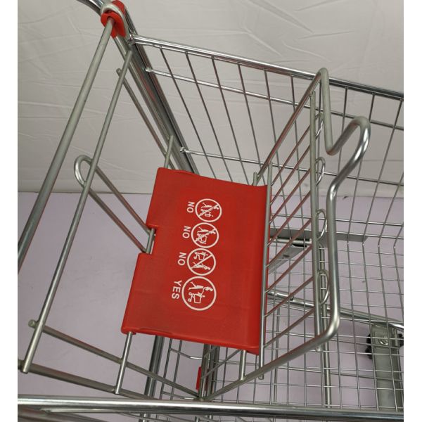 Small 60L Metal Shopping Trolley Grocery Store Shopping Cart With PU Wheels