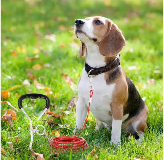 Blue Dog Tie Out Cable And Stake Dog Trolley Pet Rope Medium Duty 20FT