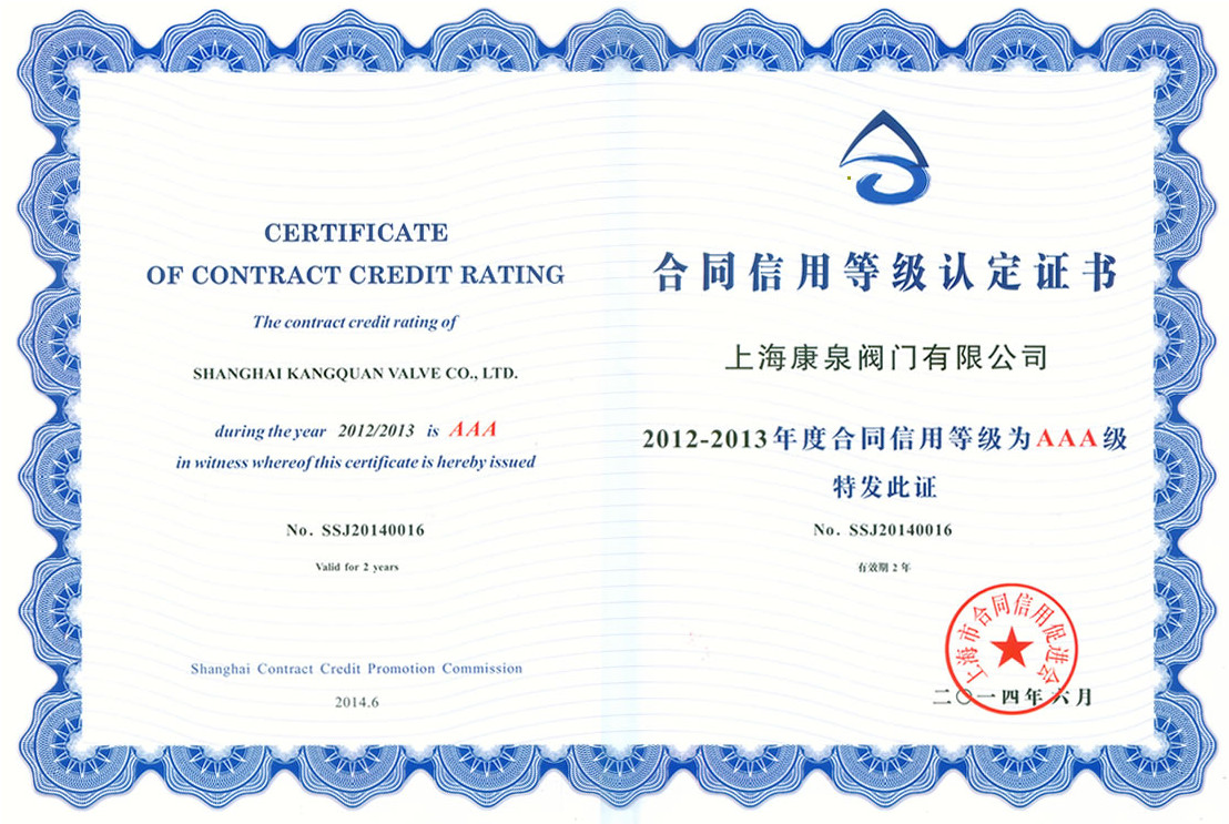 Shanghai kangquan Valve Co. Ltd. Certifications