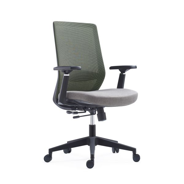 Black MID Back Mesh Back Swivel Chair 3D PU Armrest Injection Foam For Seat