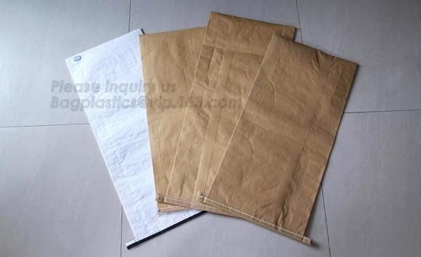 Quality paper bags wholesale Kraft paper pp woven sack,25kg Food packaging kraft paper laminated pp woven bag for packing sea an for sale
