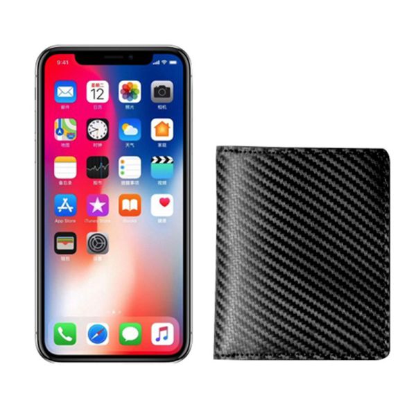 Carbon Fiber Pocket Coin Purse PU Card Holder Business Wallet Multifunctional Vertical Bifold Bag