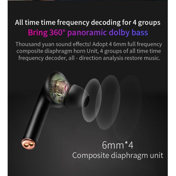 6mm Graphene Horn Low Latency Earbuds Bluetooth Earphones For Running