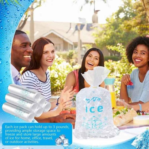 Quality 9 X 15.7 Inch 3 Lb Ice Cube Storage Bag Reusable Ice Package Bags Roll Ice Pouches With Twist Ties