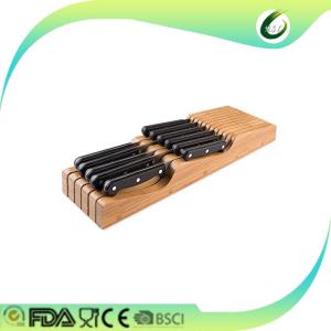 Drawer bamboo knife block knife storage and organizer