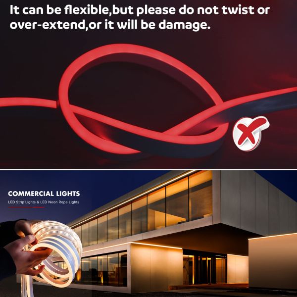 120LEDs Neon Rope Lights Dimmable 110V 220V Cuttable Remote Control Strip Light