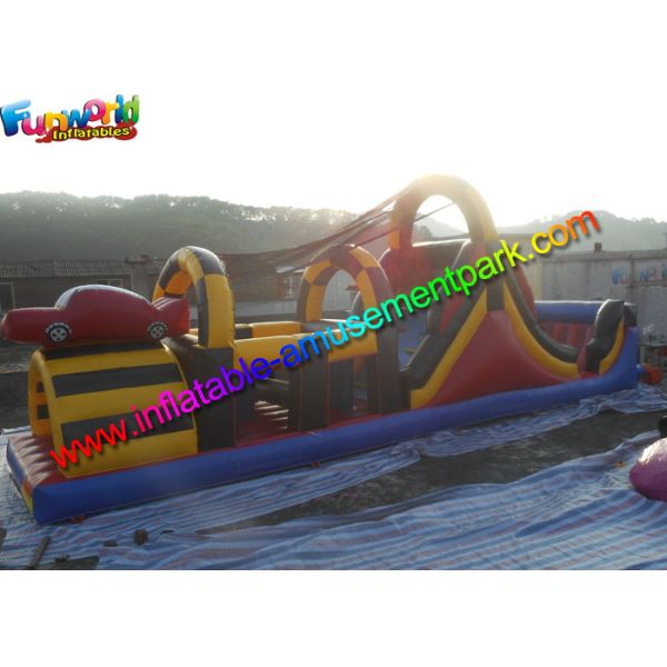Popular Car Inflatables Obstacle Course , Tunnel Inflatable Obstacle With Lead Free