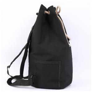 Black Drawstring Sports Backpack , Large Capacity Cinch String Backpack