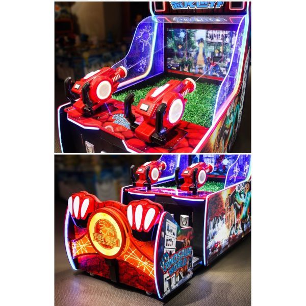 2 players dino machine gun shooting video game T-Rex Park coin operated arcade machine