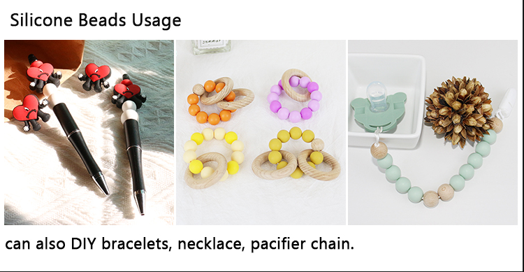 Custom Christmas Silicone focal beads BPA Free Eco Friendly DIY beads for pen keychains