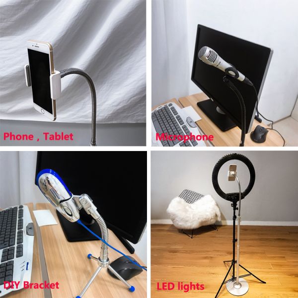 Snake Gooseneck Tablet Mount Holder For Bed / Hardware 19 Inch Flexible Metal Tube