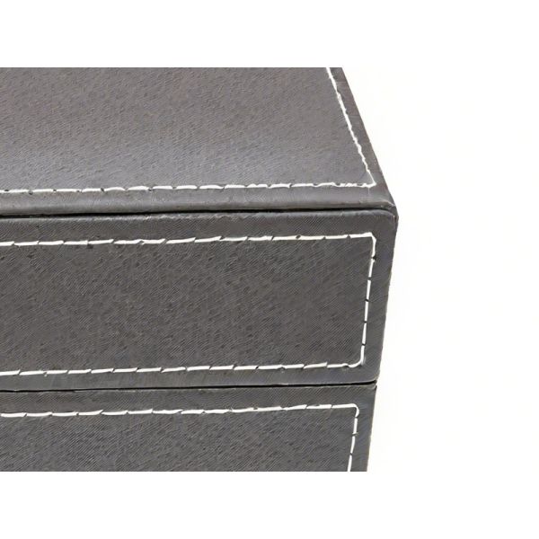 Decorative Faux Leather Closet Storage Boxes With Lid Handcrafted MDF Frame