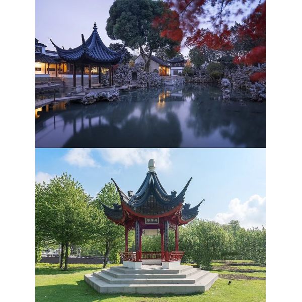 Custom Chinese Garden Antique Design Solid Leisure Pavilion WaterProof
