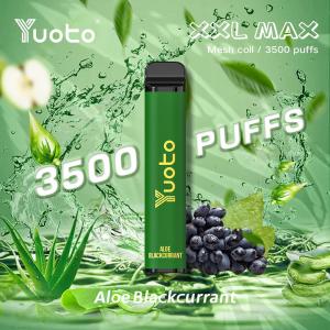 China Aloe blackcurrant flavor Yuoto xxl Max 3500 Puffs Disposable Vape puff bar  Mesh Coils Leather Surface 9ml wholesale