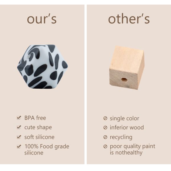 17mm Hexagon Silicone Teething Bead Eco Friendly Safety Chewable For Baby Teething