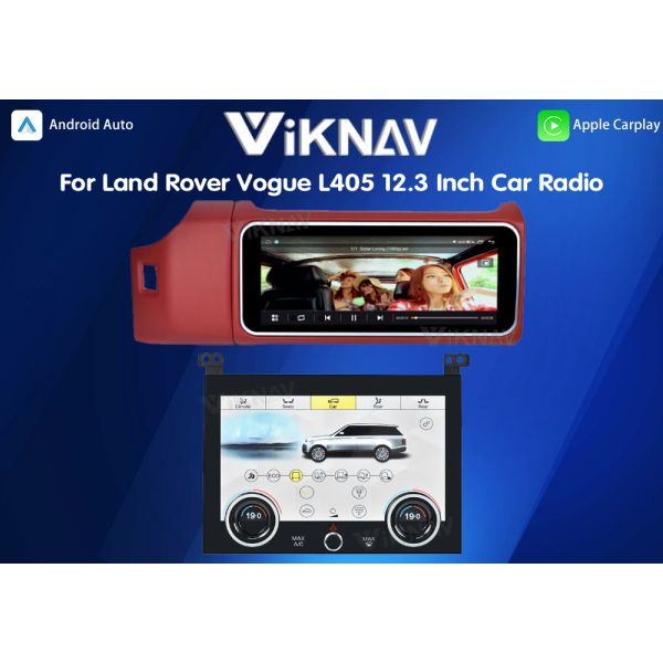 Viknav 12.3 Inch Touch Screen Car Radio And AC For Land Rover Range Rover Vogue L405 2013-2017 Multimedia Player GPS Navigation Head Unit (Red All)