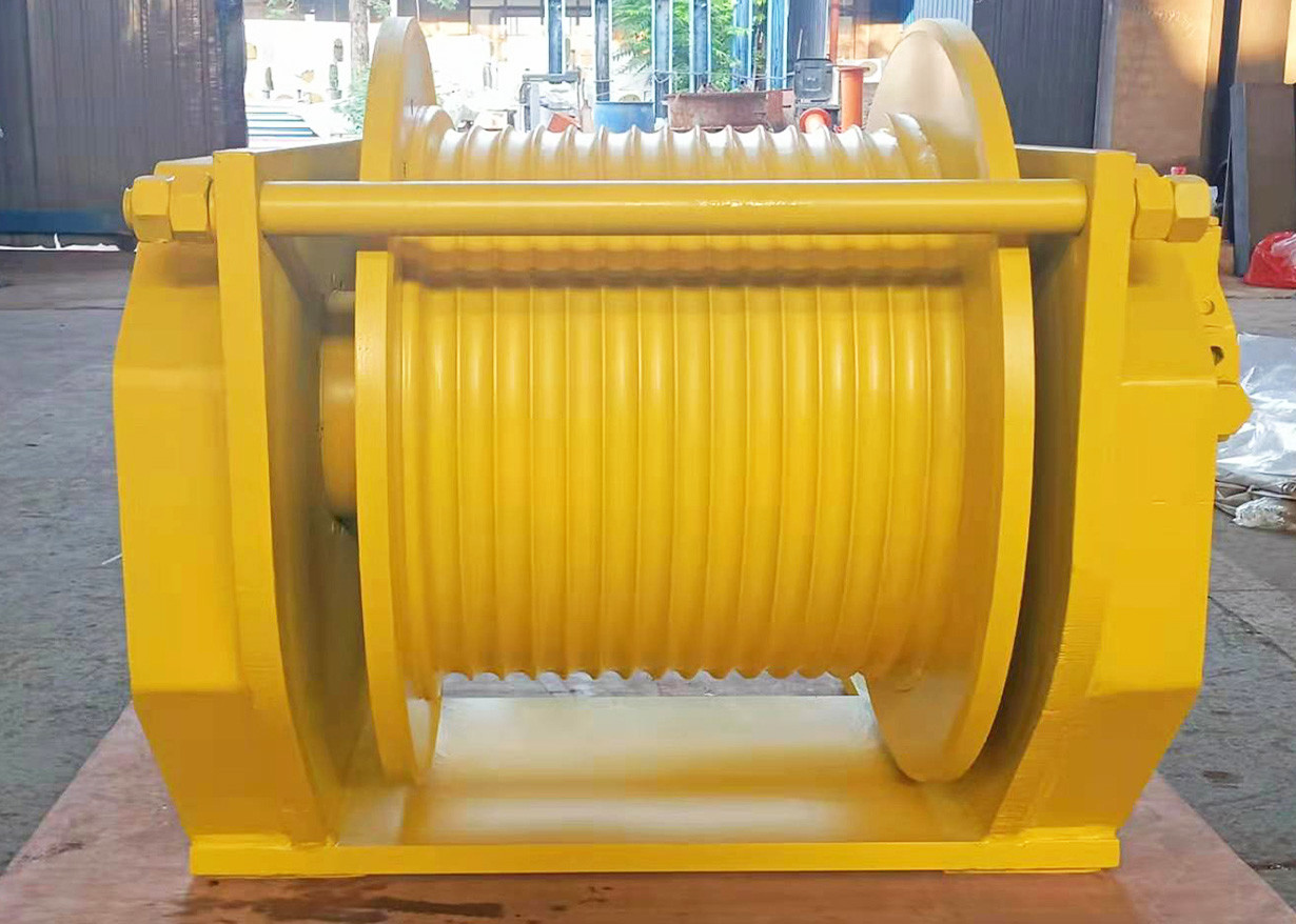 China Lebus Rope Groove Drum Hydraulic Crane Winch With Encoder And Belt Brake wholesale
