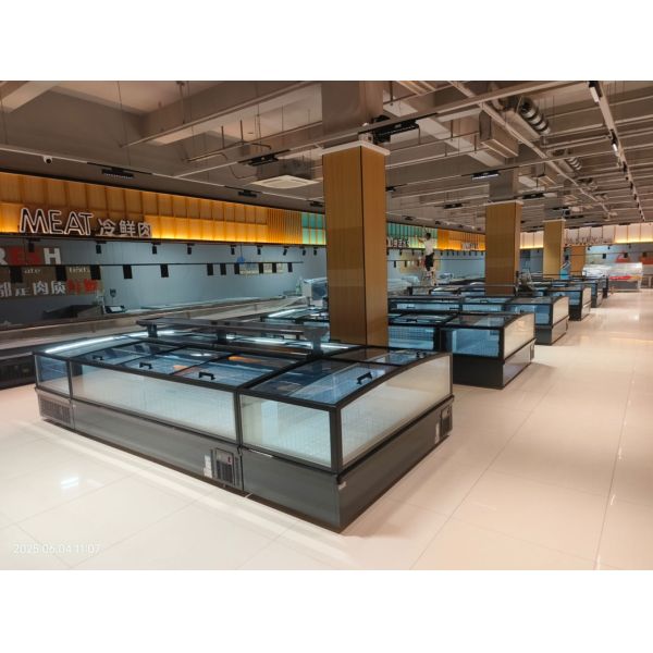 Supermarket Island Freezer Frost-Free Deep Freezer For Meat With LED Light