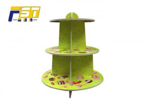 China Custom Size Birthday Cardboard Cake Display , Cardboard Cup Cake Stands With 3 Shelves wholesale